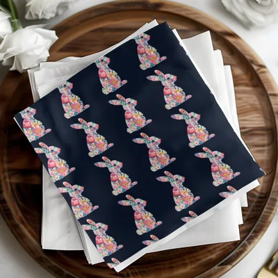 Floral Easter Bunny Silhouette Seamless Pattern Digital - Moore and Mountain