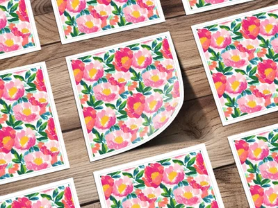 Floral Explosion Vibrant Brushstrokes Artistic Design Digital Seamless Pink Peonies Pattern Background - Moore and Mountain