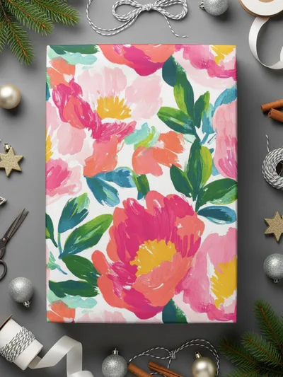Floral Explosion Vibrant Brushstrokes Artistic Design Digital Seamless Pink Peonies Pattern Background - Moore and Mountain