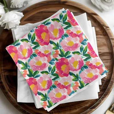 Floral Explosion Vibrant Brushstrokes Artistic Design Digital Seamless Pink Peonies Pattern Background - Moore and Mountain