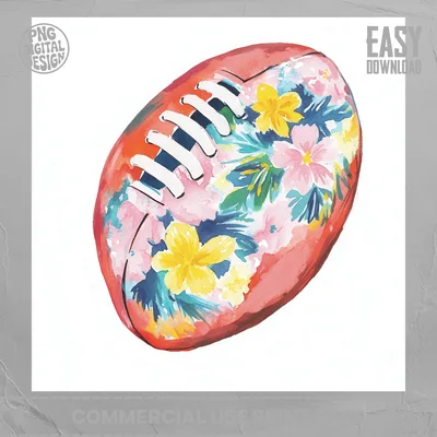 Floral Football PNG Sublimation Design, Watercolor Game Day Clipart, Preppy Coquette Sports Graphic, Football Mom Digital Download PNG