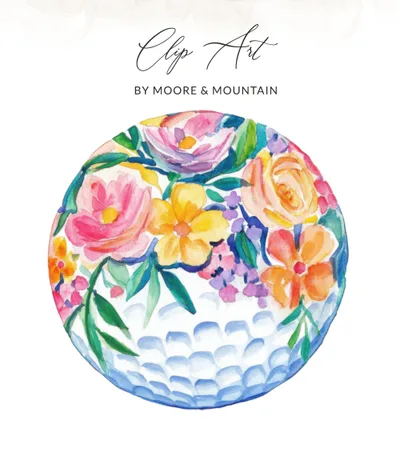 Floral Golf Ball PNG SVG Sublimation File, Watercolor Golf Design, Golfer Gift Idea, Sports Mom Digital Art, Preppy Golf PNG File, Trendy SVG