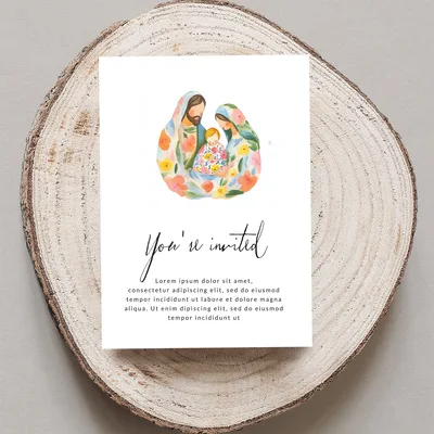 Floral Holy Family Art Digital Print, Watercolor Nativity Wall Art, Modern Christian Baby Shower Gift, Boho Jesus Mary Joseph Printable PNG