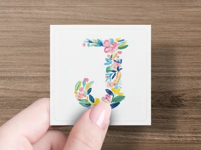 Floral J Watercolor Clipart, Vibrant Preppy Letter J PNG Digital Download, Hand Painted Boutique Graphic, Commercial Use, Instant Art