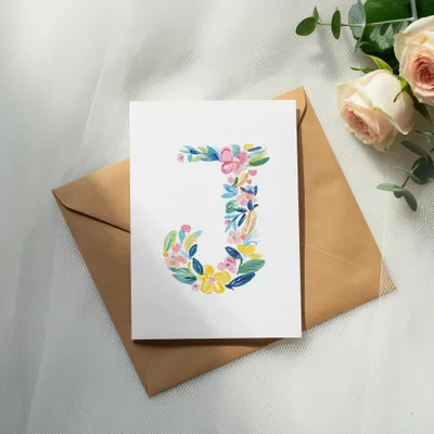 Floral J Watercolor Clipart, Vibrant Preppy Letter J PNG Digital Download, Hand Painted Boutique Graphic, Commercial Use, Instant Art