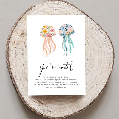 Floral Jellyfish PNG Digital Download, Watercolor Ocean Floral Clipart, Coastal Nursery Wall Art, Sea Animal Sublimation Design PNG
