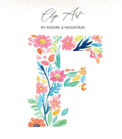 Floral Letter F SVG PNG, Watercolor Alphabet F, Initial F Monogram Digital Download, Nursery Wall Art, Custom Gifts, Crafting, Instant