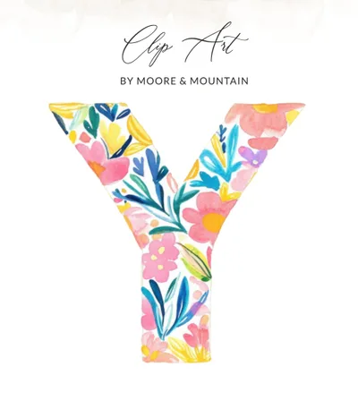 Floral Letter Y SVG PNG, Watercolor Alphabet Y Digital Download, Botanical Initial Art, Custom Monogram, Nursery Decor, Personalized Gift