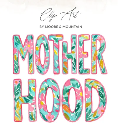 Floral Motherhood Digital T-Shirt Design, Watercolor Mom Life PNG, Vibrant Mother's Day Gift Graphic, Instant Download Mama Shirt Print
