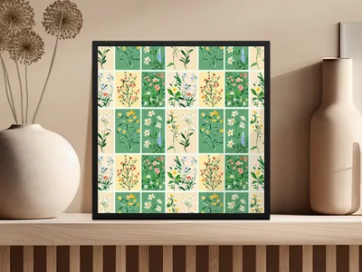 Floral Patchwork Background Grid of Flowers, Colorful Floral Pattern Squares Seamless Design Surface - Moore and Mountain