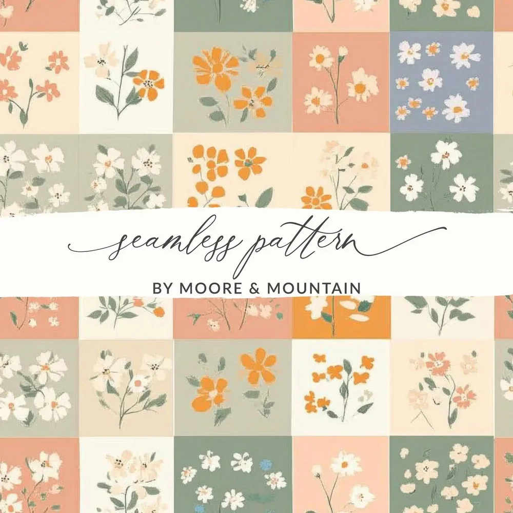 Floral Patchwork Digital Paper, Botanical Pattern, Seamless Flower Design, Fabric Print, Pastel Colors Digital, Printable Paper Ditsy Floral - Moore and Mountain