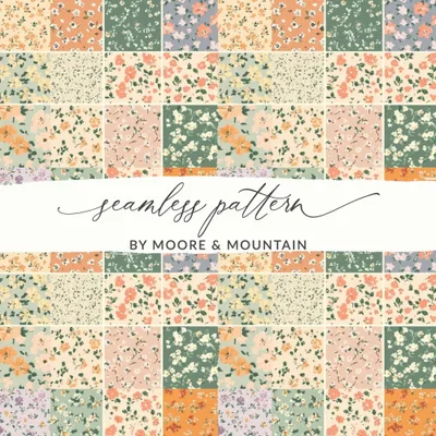 Floral Patchwork Digital Paper, Small Flower Pattern, Cute Fabric Texture, Seamless Tileable Background, Scrapbooking, DIY Crafts