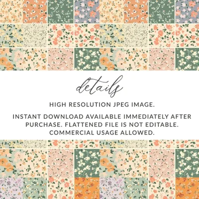 Floral Patchwork Digital Paper, Small Flower Pattern, Cute Fabric Texture, Seamless Tileable Background, Scrapbooking, DIY Crafts - Moore and Mountain