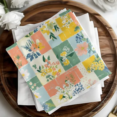 Colorful Floral Patchwork Design Pattern Napkin Set