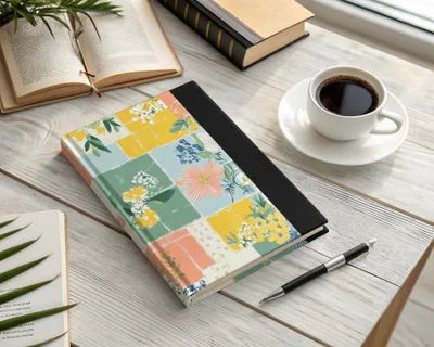 Colorful Floral Patchwork Design Hardcover Notebook