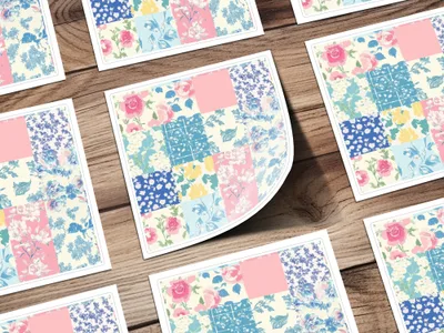 Vibrant Floral Patchwork Design Decorative Paper Set