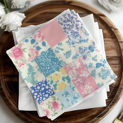 Colorful Floral Patchwork Print Napkin Set for Dining