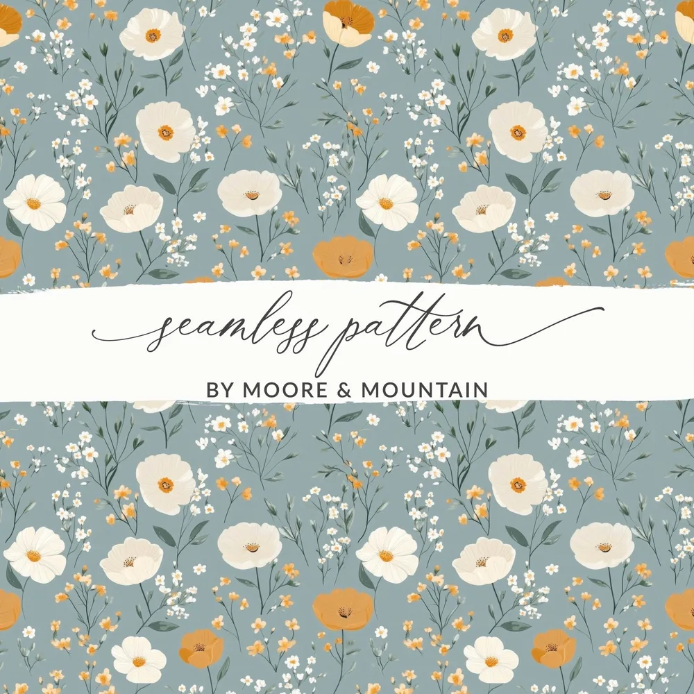Floral Pattern Digital Download, Seamless Flower Design, Botanical Print, Repeating Pattern, Fabric Design, Scrapbooking Paper, Surface - Moore and Mountain