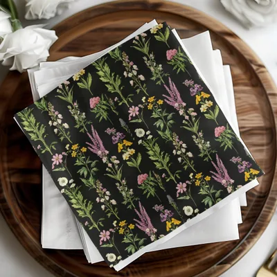 Floral Pattern Digital Download, Vintage Flower Repeat Pattern, Seamless Botanical Design, Black Background, Digital Paper, Floral JPEG - Moore and Mountain