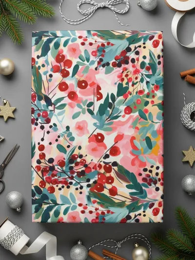 Floral Pattern Digital Paper, Berry Seamless Pattern, Autumn Digital Design, Botanical Art Print, Fabric Design, Digital Download - Moore and Mountain