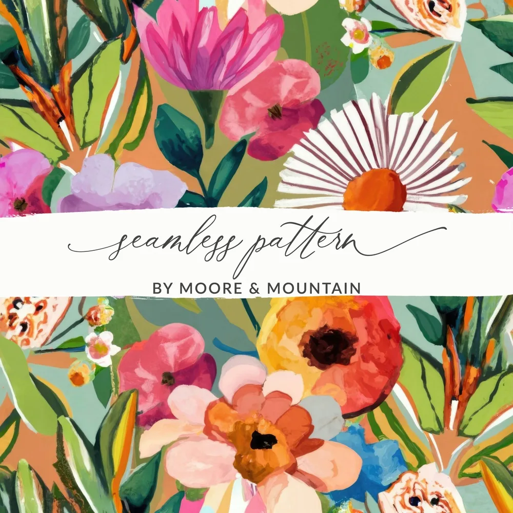 Floral Pattern Digital Paper, Botanical Clipart, Seamless Flower Background, Watercolor Art, Fabric Design, Scrapbook Paper, Digital - Moore and Mountain