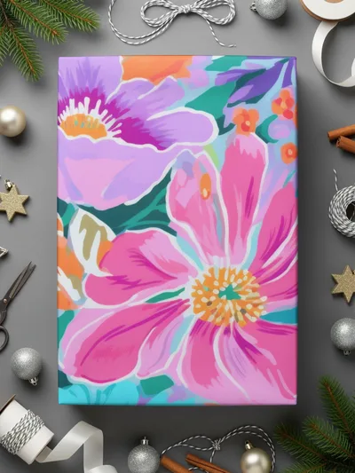 Floral Pattern Digital Paper, Colorful Flower Seamless File, Pink Purple Blue Flower Print, Fabric Design, Scrapbook Paper, Art Print - Moore and Mountain