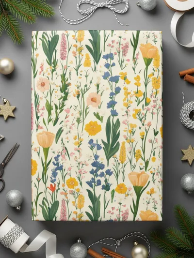 Floral Pattern Digital Paper, Flower Seamless Design, Springtime Scrapbook Paper, Printable Fabric Pattern, Yellow, Blue, Pink Flowers - Moore and Mountain
