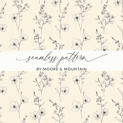 Floral Pattern Digital Paper, Flower Seamless Pattern, Botanical Print, Minimalist Design, Fabric Design, Digital Download