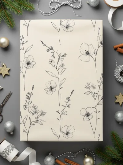 Floral Pattern Digital Paper, Flower Seamless Pattern, Botanical Print, Minimalist Design, Fabric Design, Digital Download - Moore and Mountain