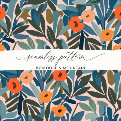 Floral Pattern Digital Paper, Modern Botanical Design, Seamless Flower Image, Scrapbook Paper, Fabric Design, Commercial Use Digital