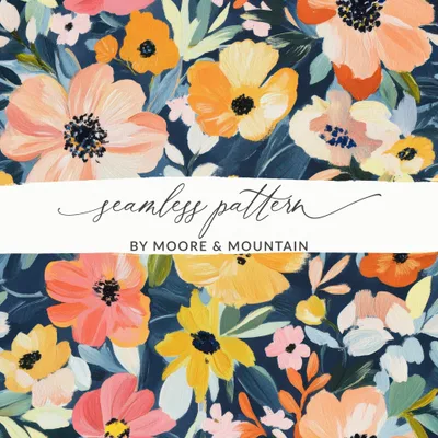 Floral Pattern Digital Paper, Painterly Flowers, Seamless Tileable Texture, Colorful Bloom Design, Scrapbooking Paper, Printable Art
