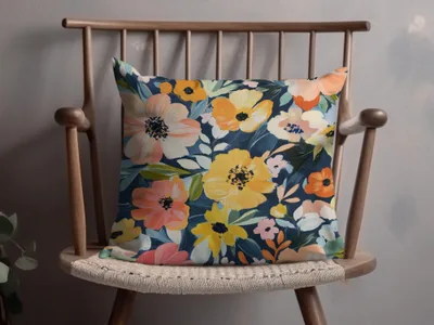Vibrant Multi-color Floral Decorative Pillow Cushion