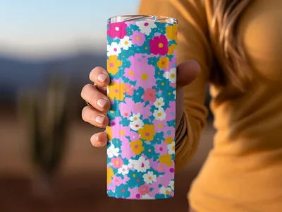 Ditsy Girly Seamless Background for Commecial Use POD Use Retro Daisies - Moore and Mountain