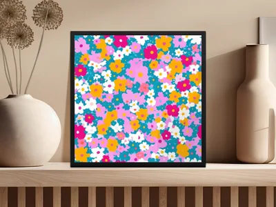 Ditsy Girly Seamless Background for Commecial Use POD Use Retro Daisies - Moore and Mountain