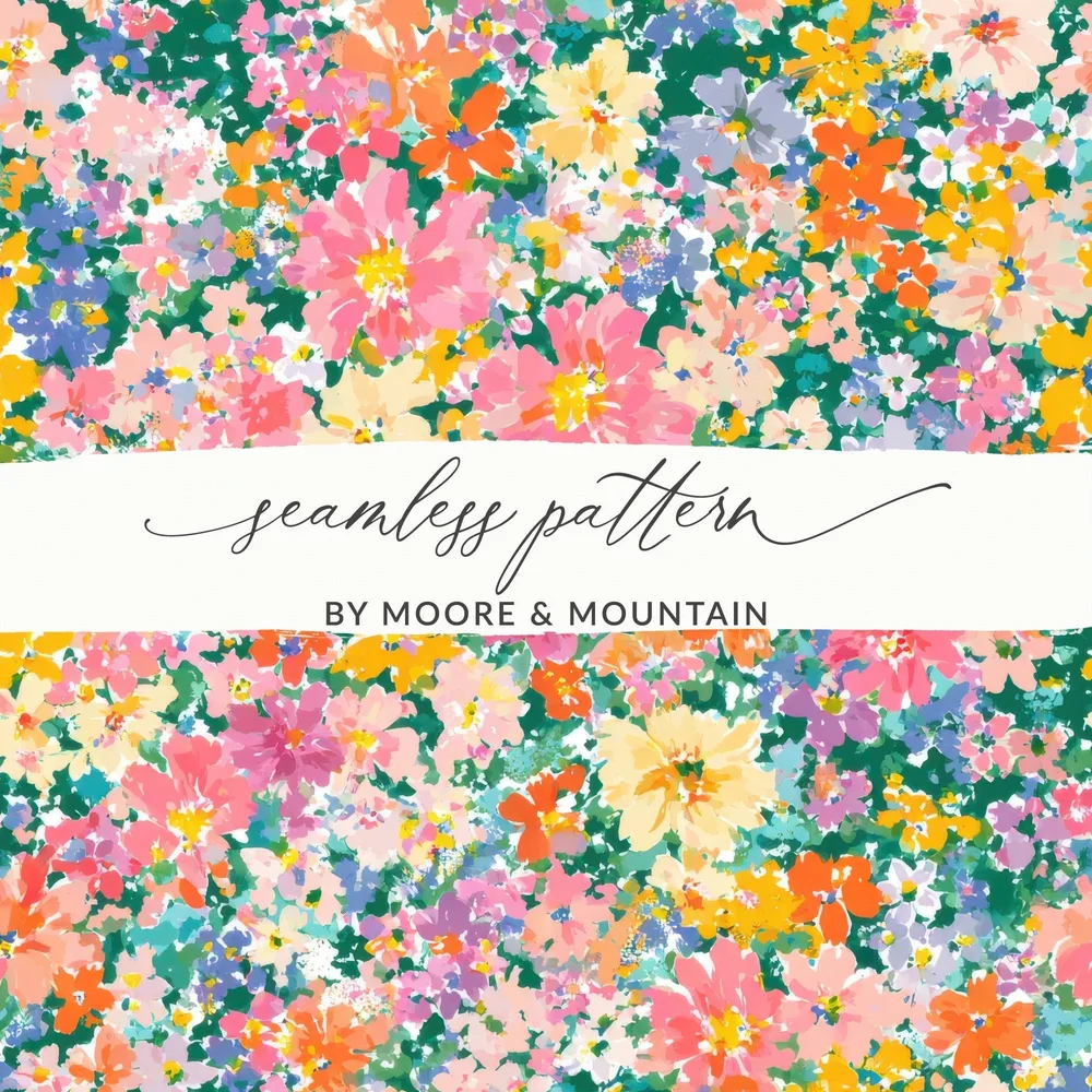 Floral Pattern Digital Paper, Seamless Flower Background, Colorful Fabric Design, Watercolor Flower Digital Download, Scrapbook Paper - Moore and Mountain