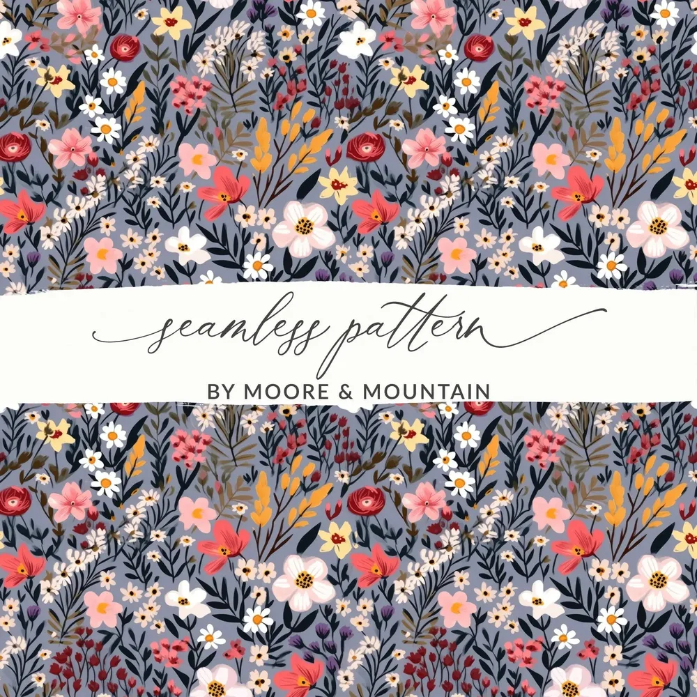 Floral Pattern Digital Paper, Seamless Flower Design, Spring Blossom Repeat, Printable Scrapbook Paper, Floral Background - Moore and Mountain