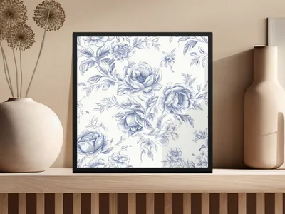 Floral Pattern Digital Paper, Seamless Flower Repeat, Elegant Indigo Botanical Design, Commercial Use Print, 2 JPEG Scales, Download - Moore and Mountain