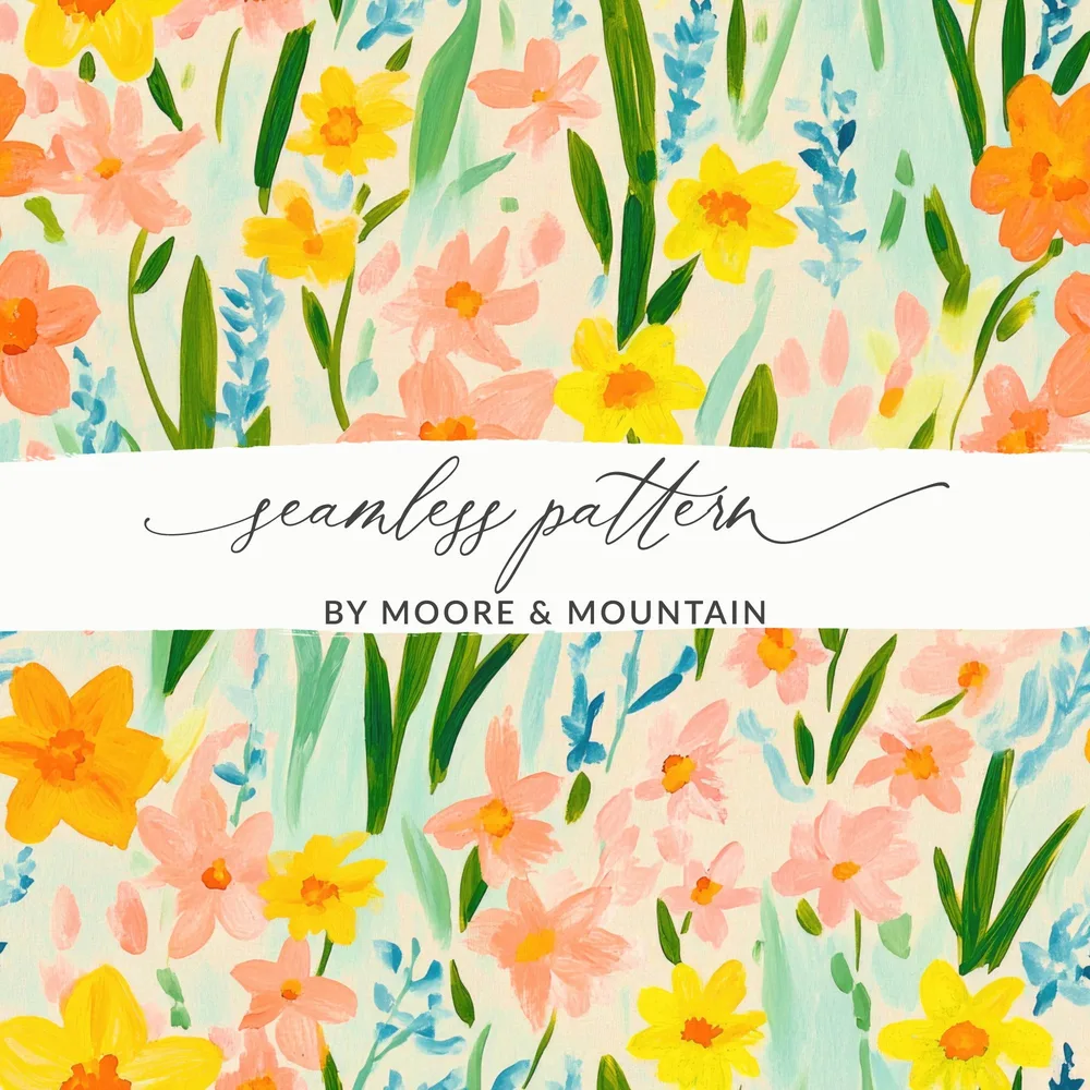 Floral Pattern Digital Paper, Watercolor Flowers, Springtime Design, Seamless Floral, Printable Fabric, Flower Background, Spring
