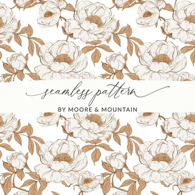 Floral Pattern Digital, Peony Flower Seamless, Botanical Design, Fabric Print, Wallpaper Design, Scrapbooking Paper, Digital Paper
