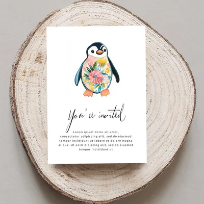 Floral Penguin PNG Clipart Digital Download, Cute Watercolor Penguin Sublimation Design, Whimsical Nursery Wall Art Printable File