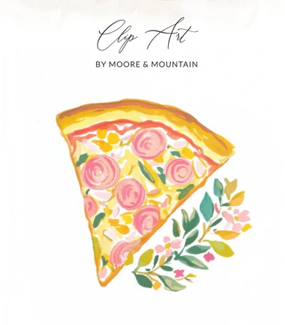 Floral Pizza Slice Clipart PNG, SVG, Cute Food Illustration, Rainbow Pastel Artwork, Printable Sticker File, Sublimation Design, Cricut Cut