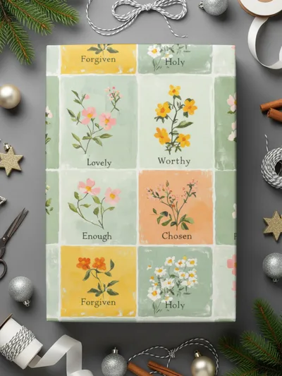 Floral Inspirational Squares Wrapping Paper for Special Occasions