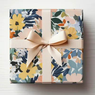 Beautiful Floral Gift Box with Satin Ribbon packaging