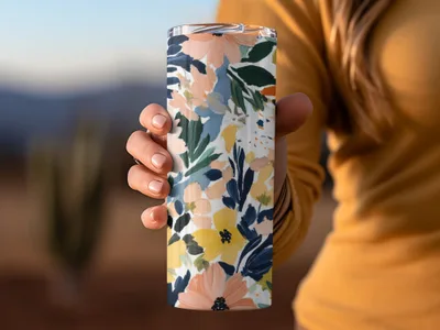 Colorful Floral Pattern Insulated Travel Tumbler