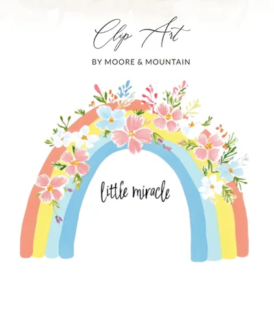 Floral Rainbow Little Miracle PNG SVG, Preppy Baby Shower Clipart, Pastel Nursery Digital Download, Commercial Use, Vibrant Color Art