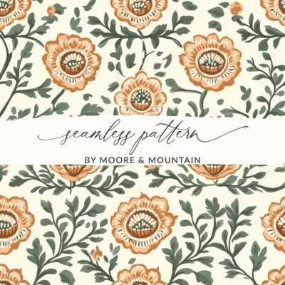 Floral Repeat Pattern for Fabrics Indian Motif Design