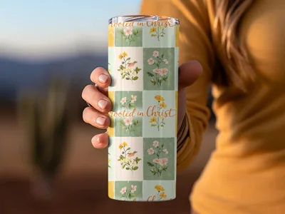 Floral Rooted in Christ Motivational Tumbler