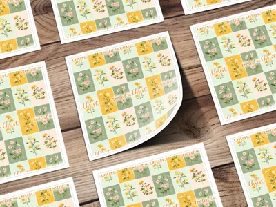Rooted in Christ Floral Grid Design Sticker Sheets