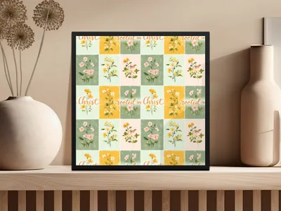 Rooted in Christ Inspirational Floral Art Print