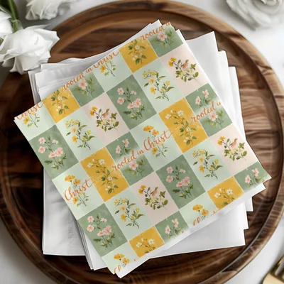 Rooted in Christ Floral Napkin with Inspirational Text